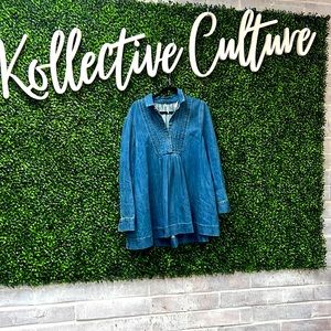 Free people denim mini oversized dress